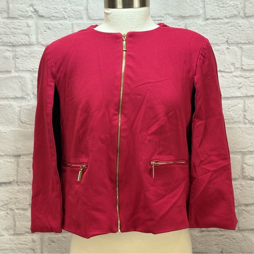Chico's Red Tailored Cape Blazer with Structured Silhouette